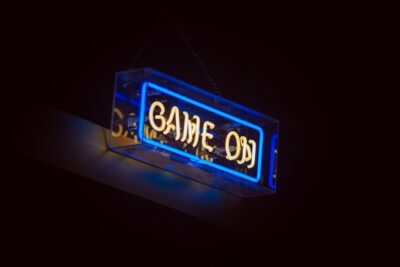 virtual game night suggestions, neon game on sign