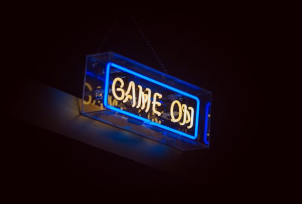 virtual game night suggestions, neon game on sign