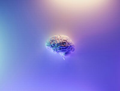 casual games cognitive benefits, 3d brain on purple background