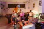 parallel play, being alone together. friends at a party playing different games in one room