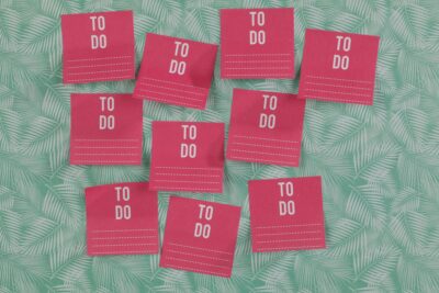 pink habit loop to do cards on leafy background
