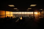 People sitting at airport layover