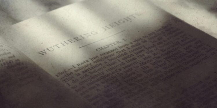 Close Up Shot of an Open Wuthering Heights book