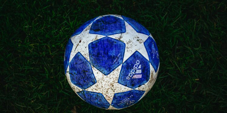 English Premier League blue ball with stars and adidas