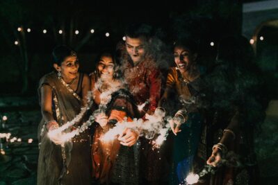 a happy family celebrating diwali 2025