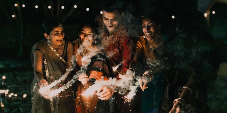 a happy family celebrating diwali 2025