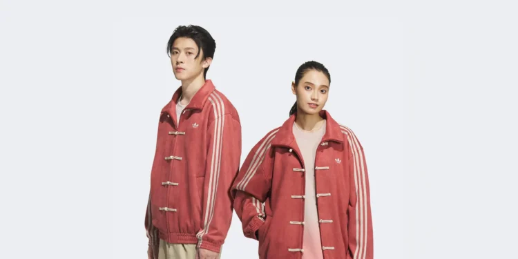 man and woman wearing Adidas Chinese New Year Jacket