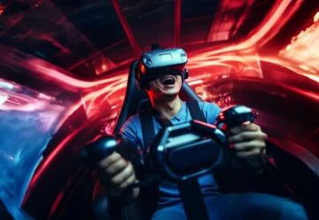 person playing a car simulator games