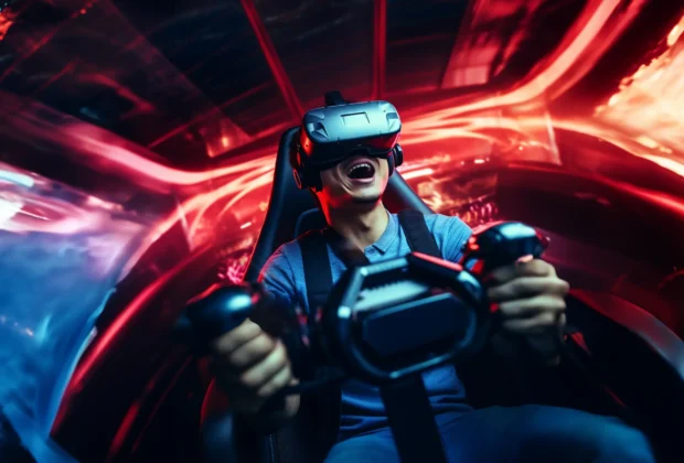 person playing a car simulator games