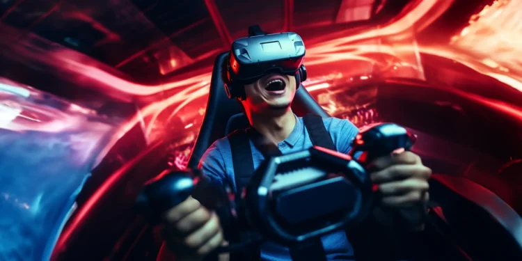 person playing a car simulator games