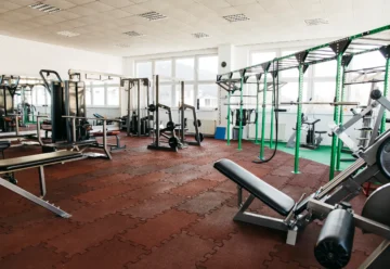 room full of gym equipment