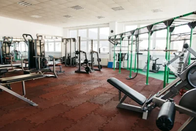 room full of gym equipment
