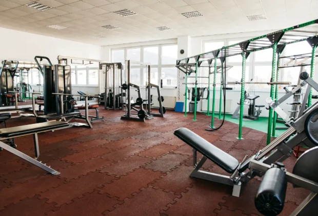 room full of gym equipment