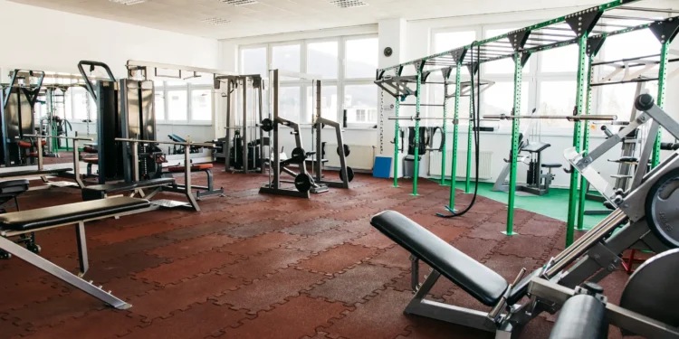room full of gym equipment