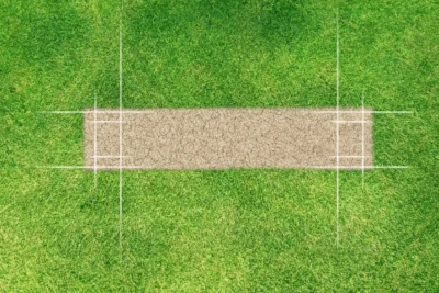 lines on a green field demonstrating how many creases are there in cricket