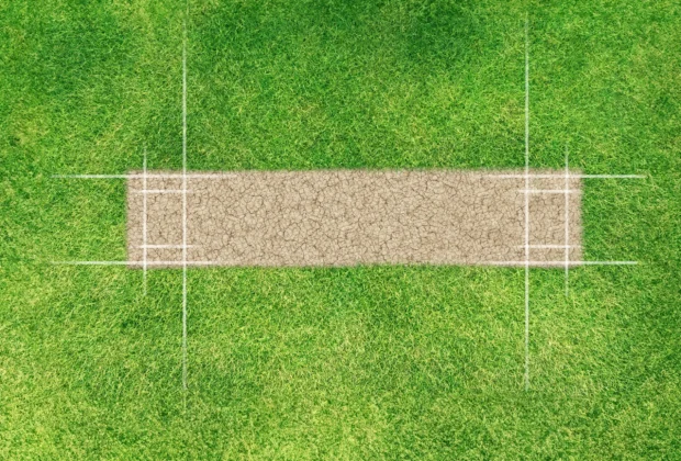 lines on a green field demonstrating how many creases are there in cricket