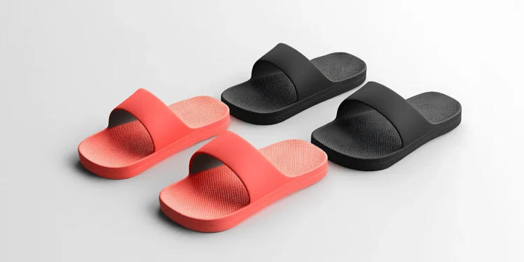 plain red and black slides for men